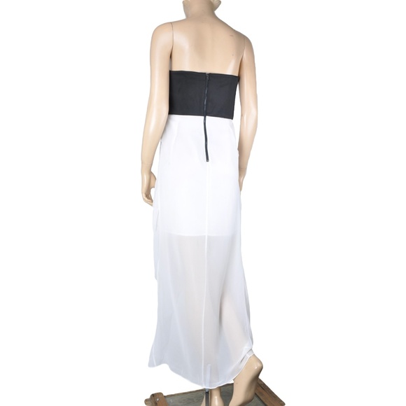 BCBG White Black Flowy Two-Tone Asymmetrical Dress - Picture 2 of 2